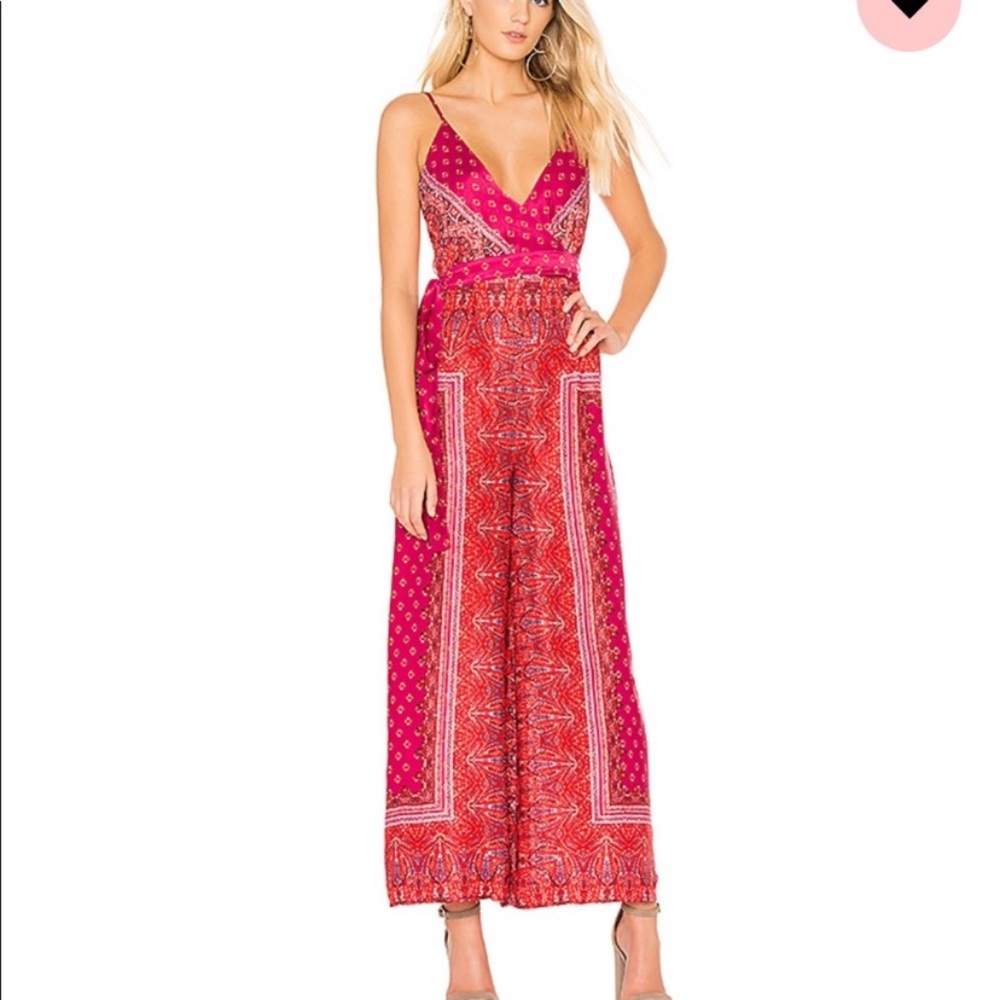 Free People cabbage multi jumpsuit romper red pink - Picture 5 of 7